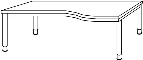 Schreibtisch Sero H685-810xB1800xT800mm Buchedekor ger.Form 4-Fuß-Gestell || VE = 1 ST