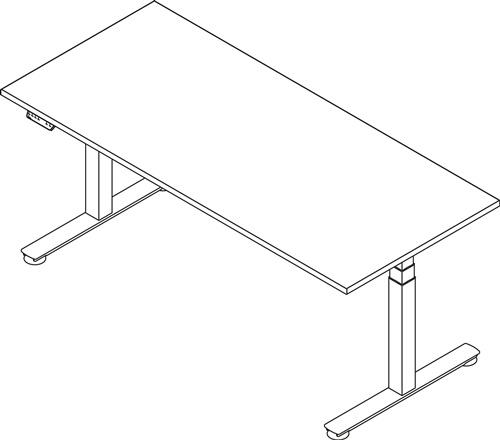 Schreibtisch Teda H635-1285xB1800xT800mm lichtgrau ger.Form elektr.höhenv. || VE = 1 ST