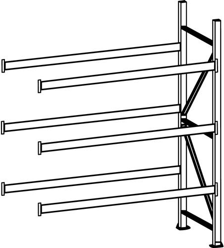 Weitspannregal H2200xB1400xT800mm Anbauregal 3 Spanplattenböden Trgf.600kg META || VE = 1 ST