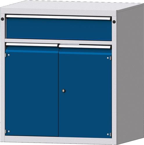 Schubladenschrank H1000xB910xT675mm grau/blau 1 Schubl.Vollauszug 1Tür PROMAT || VE = 1 ST