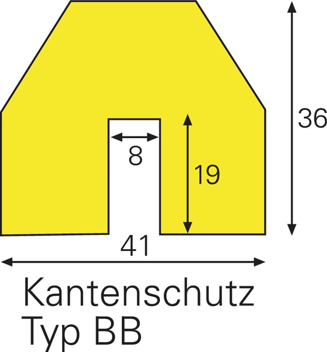 Kantenschutz gelb-schwarz auf Zuschnitt PUR-Schaum Typ BB