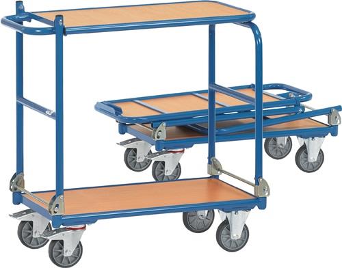 Tischwagen 2 Ladeflächen L720xB450mm brillantblau Trgf.250kg klappbar FETRA || VE = 1 ST