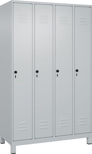 Garderobenschrank Classic PLUS H1950xB1200xT500mm lichtgau,RAL 7035 4 Abt.C+P || VE = 1 ST