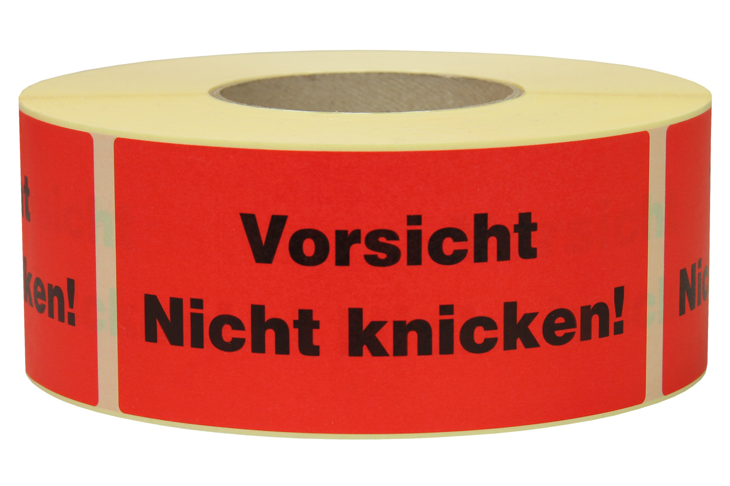 Warn- und Hinweisetiketten 145x70mm, aus Papier rot,  Vorsicht Nicht knicken