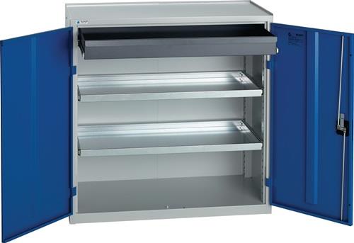 Werkzeug-/Beistellschrank H1000xB1000xT500mm 1Schubl.2BD grau/blau STUMPF || VE = 1 ST