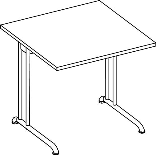 Schreibtisch Pro-B H720xB800xT800mm Nussbaumdekor ger.Form Kufe || VE = 1 ST