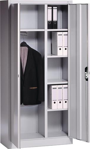 Garderobenschrank m.Hut-BD u.Kleiderstange H1950xB930xT400mm schwarzgrau 2 Abt. || VE = 1 ST