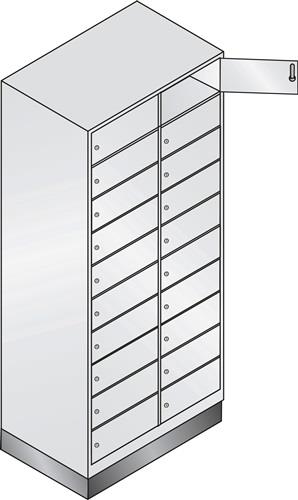 Fächerschrank H1800xB810xT500mm m.Sockel Anz.Fächer 20 lichtgrau/enzianblau C+P || VE = 1 ST