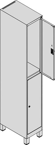 Garderobenschrank m.Füßen H1950xB300xT500mm Farbwahl 1x2 Abt.C+P || VE = 1 ST