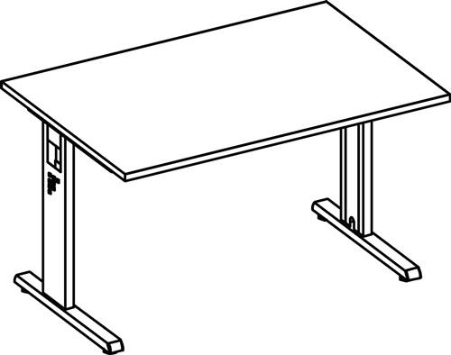 Schreibtisch Bela H650-850xB1200xT800mm Eichedekor ger.Form C-Fuß || VE = 1 ST