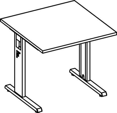 Schreibtisch Bela H650-850xB800xT800mm Buchedekor ger.Form C-Fuß || VE = 1 ST