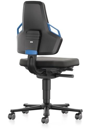 Arbeitsdrehstuhl Nexxit Rl.Supertec-Gewebe schwarz Griff blau 450-600mm BIMOS || VE = 1 ST