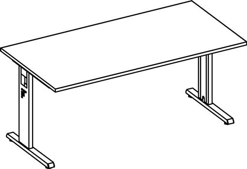 Schreibtisch Bela H650-850xB1600xT800mm Ahorndekor ger.Form C-Fuß || VE = 1 ST