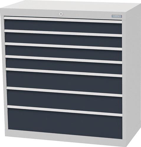 Schubladenschrank H1019xB980xT500mm lichtgrau/grau 4x100,2x150,1x200mm Vollausz. || VE = 1 ST