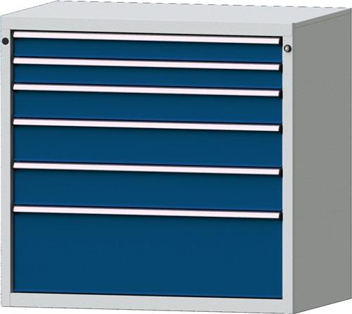 Schubladenschrank H1000xB1060xT675mm lichtgrau/enzianblau 6Schub.Vollausz.PROMAT || VE = 1 ST