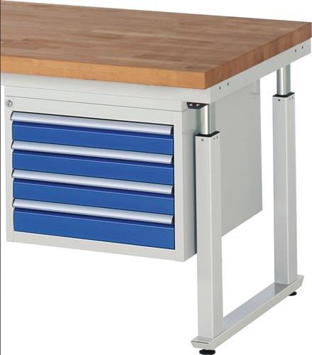 Unterbauschrank H440xB580xT600mm lichtgrau/enzianblau 4 Schubl.Einfachauszug RAU || VE = 1 ST