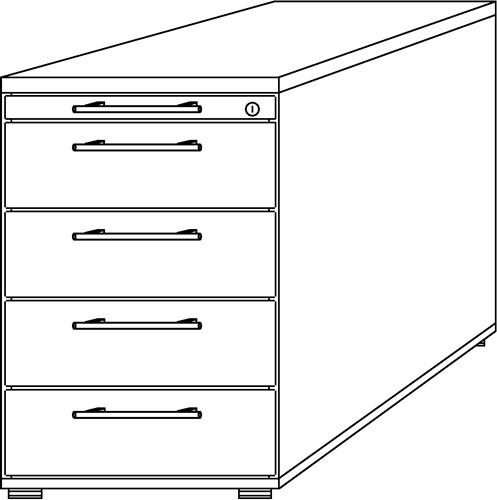 Standcontainer Belo H720-760xB428xT800mm Nussbaumdekor 4 Schubalden HAMMERBACHER || VE = 1 ST