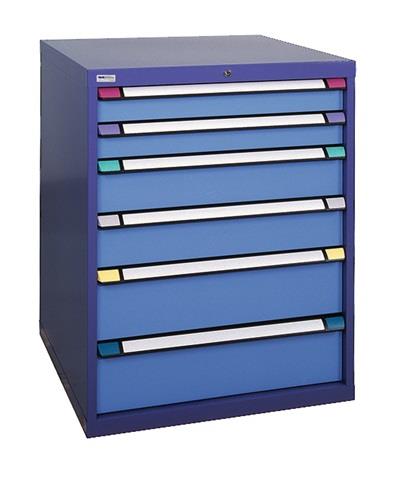 Schubladenschrank H1000xB1005xT695mm taubenblau NCS/hellblau 6Schubl.Vollauszug || VE = 1 ST