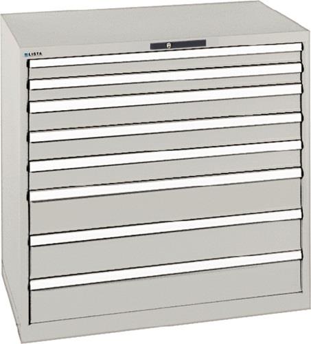 Schubladenschrank H1000xB1023xT725mm lichtgrau 6 Schubl.Vollauszug,KeyLock LISTA || VE = 1 ST