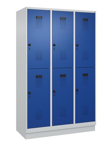 Garderobenschrank Evolo PLUS Sockel 1200mm lichtgrau/enzianblau 6 Abt.C+P || VE = 1 ST