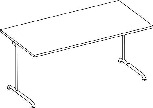 Schreibtisch Pro-B H720xB1600xT800mm weiß ger.Form Kufe || VE = 1 ST