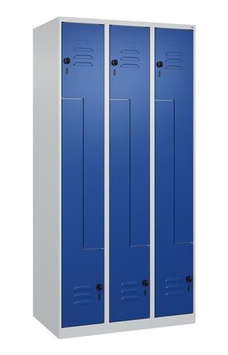 Garderobenschrank Classic PLUS Bodengleiter 900mm lichtgrau/enzianblau 6 Abt.C+P || VE = 1 ST