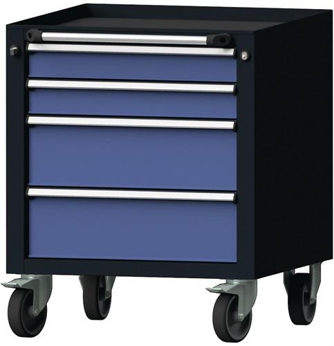 Schubladenschrank H755xB625xT640mm anthrazitgrau/taubenblau NCS 4 Schubl.PROMAT || VE = 1 ST