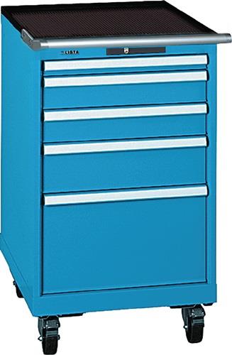 Schubladenschrank H990xB564xT725mm blau/blau 5Schubl.Vollauszug,CodeLock LISTA || VE = 1 ST