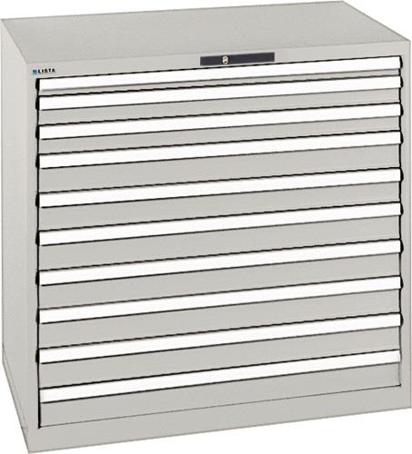 Schubladenschrank H1000xB1023xT725mm grau/grau 10Schub.Vollauszug,CodeLock LISTA || VE = 1 ST