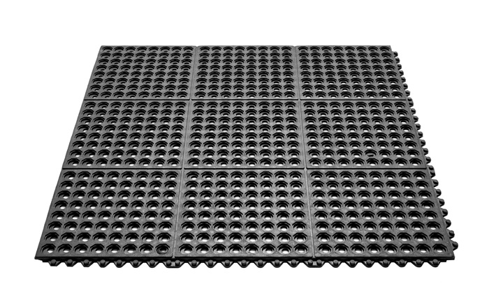 Fußmatte offene Ringe schwarz Gum.L900xB900xS10mm