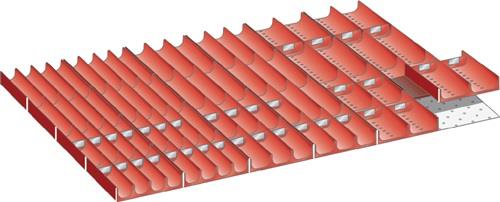 Schubladenunterteilungsmaterial Front-H.50mm 24 Muldenteile 40 Trennw. || VE = 1 ST