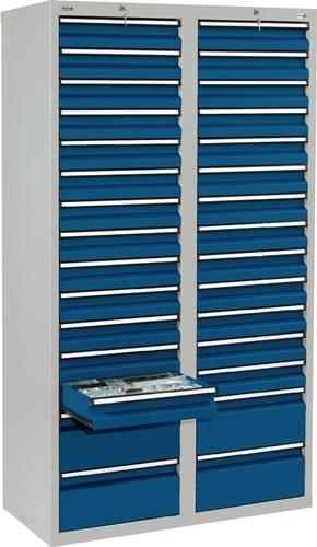 Schubladenschrank H1800xB1000xT500mm lichtgrau/enzianblau 34 Schubl.STUMPF || VE = 1 ST