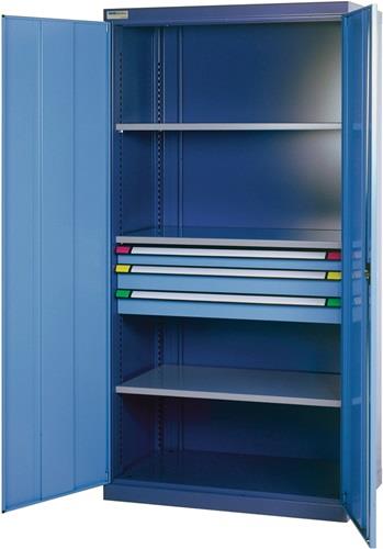 Schwerlastschrank H1950xB1100xT620mm taubenblauNCS/hellblauNCS 3Fbd.1x75,2x100mm || VE = 1 ST