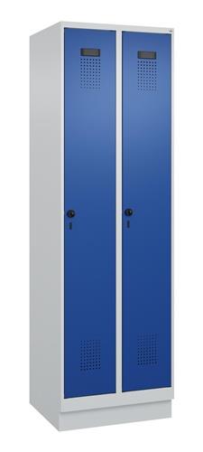 Garderobenschrank Evolo PLUS Sockel 600mm lichtgrau/enzianblau 2 Abt.C+P || VE = 1 ST