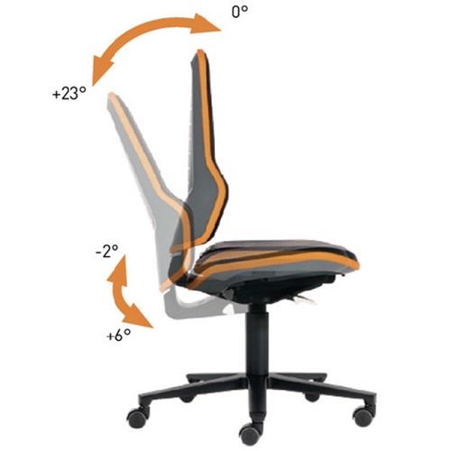 Arbeitsdrehstuhl Neon Rollen o.Polsterelement orange 450-620mm Synchrontechnik || VE = 1 ST