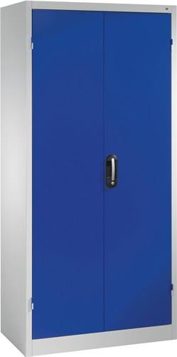 Flügeltürenschrank H1950xB1200xT600mm lichtgrau/enzianblau 4 BD C+P || VE = 1 ST