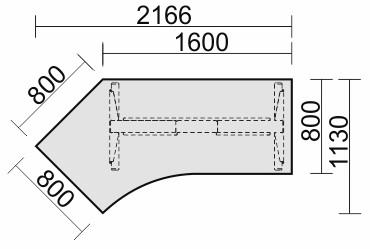 Schreibtisch E-Flex H650-1250xB2166xT1130mm Ahorn/silber li.135Grad elek.höhenv. || VE = 1 ST