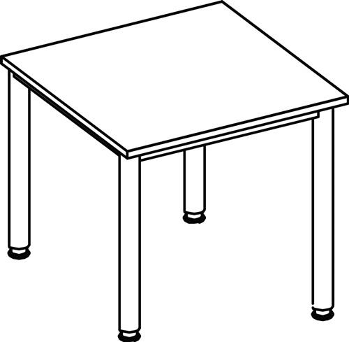 Schreibtisch Sero H685-810xB800xT800mm Buchedekor ger.Form 4-Fuß-Gestell || VE = 1 ST