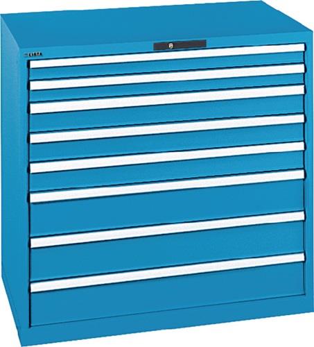 Schubladenschrank H1000xB1023xT725mm blau/blau 8 Schubl.Vollauszug,KeyLock LISTA || VE = 1 ST