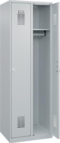 Garderobenschrank Ser.Basis-PLUS H1850xB600xT500mm lichtgrau 2 Abt.C+P || VE = 1 ST