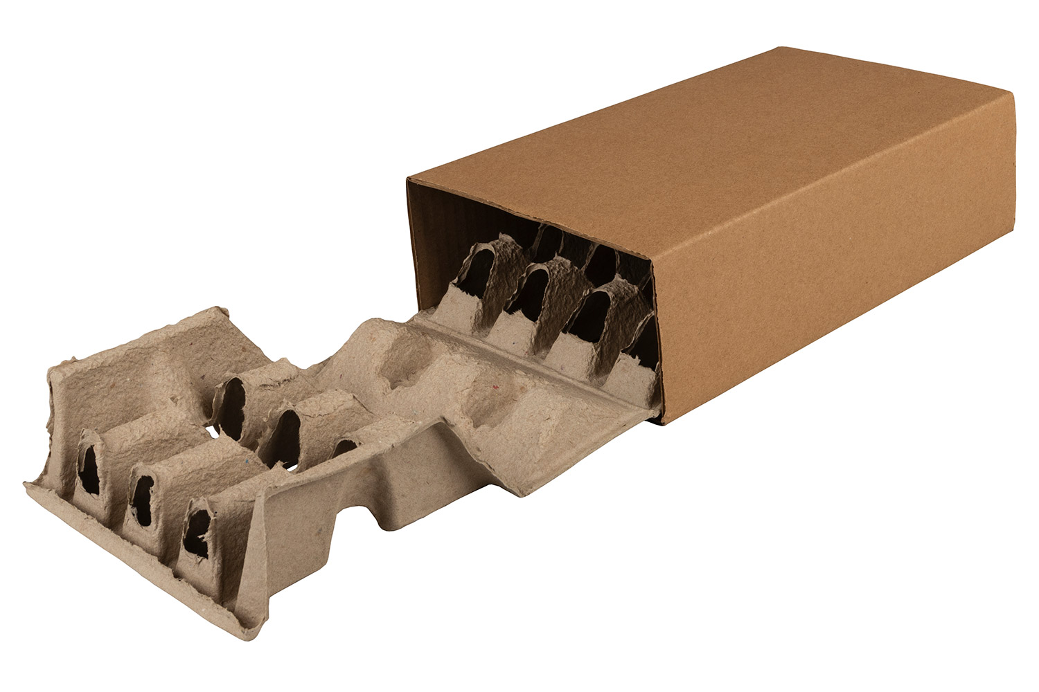 Polsterbox L-BOXeco Basic, 272x157x70mm (AM), Qual. 1.20B, braun, Fefco 0509, Faserguss-, einlage, Polsterhöhe: 35mm | VE = 120 Stk.