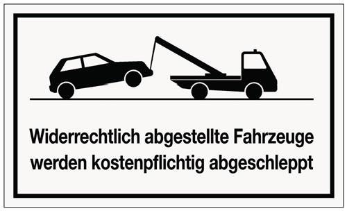 Hinweiszeichen Widerrechtliches Parken L250xB150mm weiß schwarz Ku. || VE = 1 ST