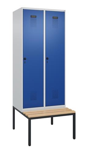 Garderobenschrank Evolo PLUS Gestell 800mm lichtgrau/enzianblau 2 Abt.C+P || VE = 1 ST