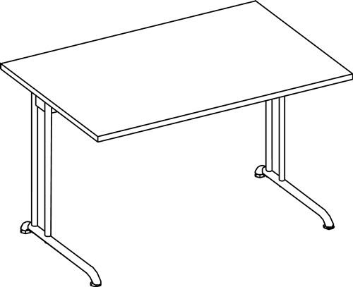 Schreibtisch Pro-B H720xB1200xT800mm Nussbaumdekor ger.Form Kufe || VE = 1 ST