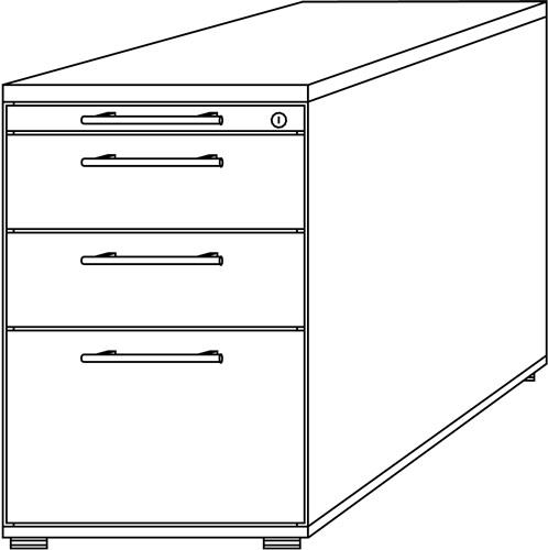 Standcontainer Belo H720-760xB428xT800mm Ahorndekor 2Schubl.,1Hängeregistratur || VE = 1 ST