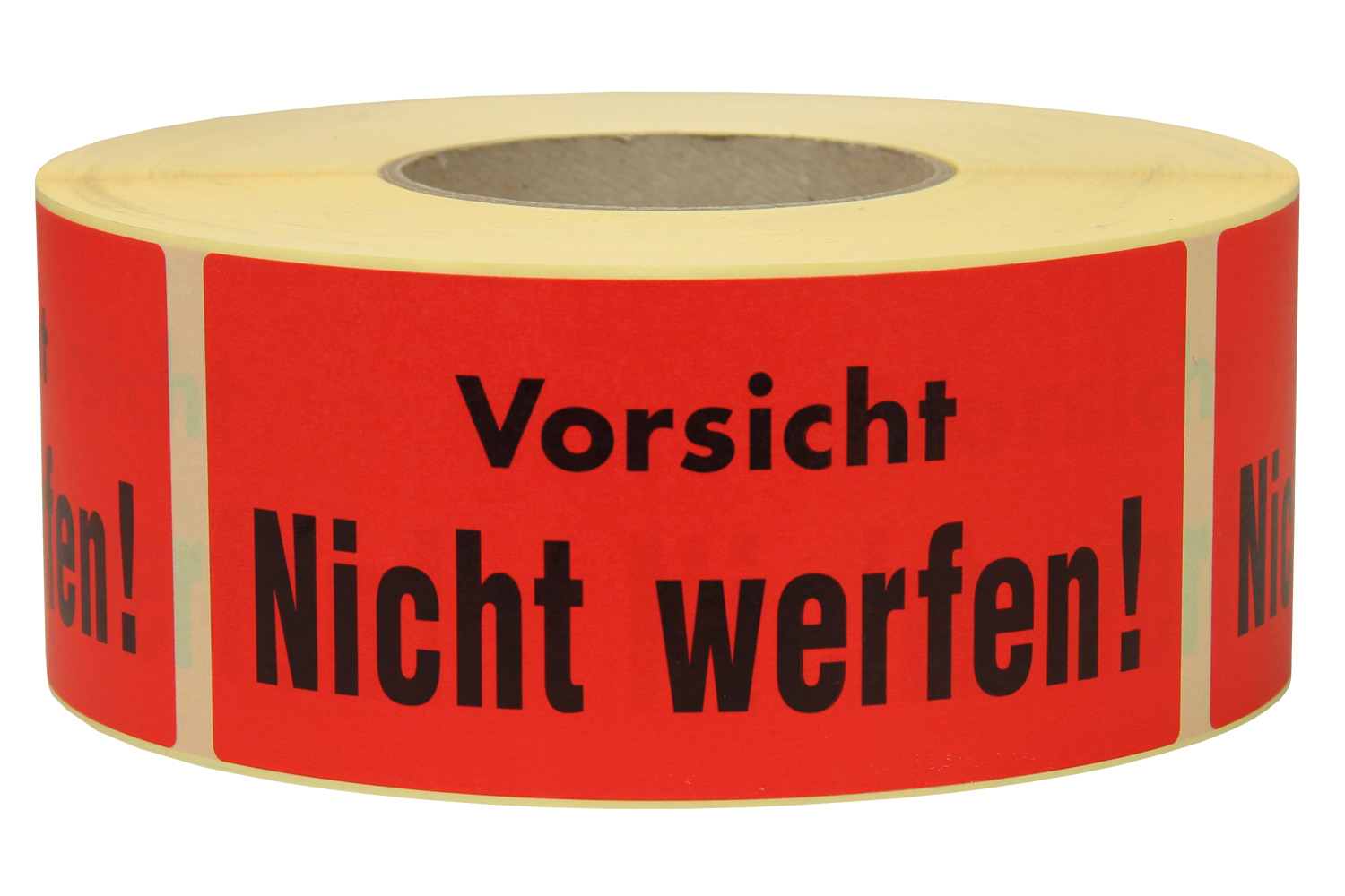 Warn- und Hinweisetiketten 145x70mm, aus Papier rot,  Vorsicht Nicht werfen