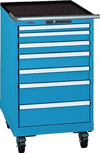 Schubladenschrank H990xB564xT725mm blau/blau 7 Schubl.Vollauszug,KeyLock || VE = 1 ST