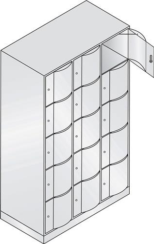 Fächerschrank Stahlbl.Farbwahl/Farbwahl H1950xB1150xT640mm 3x5 Abt. || VE = 1 ST