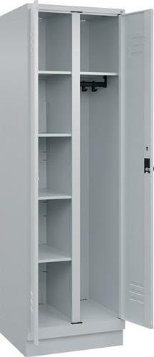 Kleider-Wäscheschrank Classic H1950xB600xT500mm STA lichtgrau Anz.Abt.2 m.Sockel || VE = 1 ST