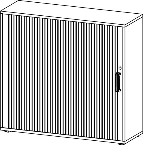 Rollladenschrank H1100xB1200xT400mm Ahorndekor/silber Rolllade silber || VE = 1 ST